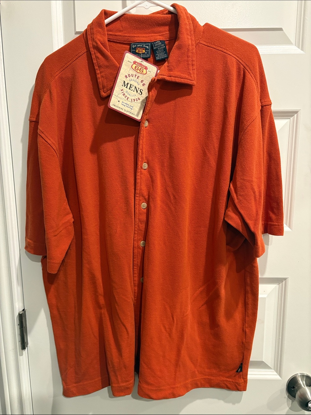 Route 66 Men’s Orange Short-Sleeve Button Shirt